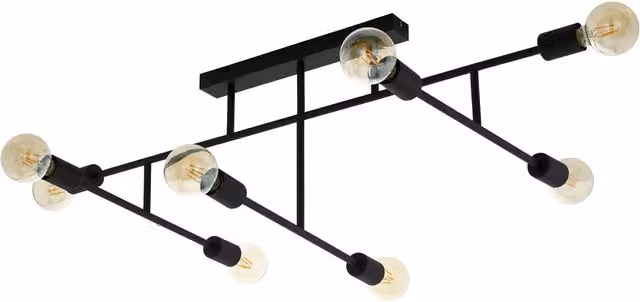 Loops Black Geometric Design 8 Bulb Ceiling Light with E27 Sockets – 1