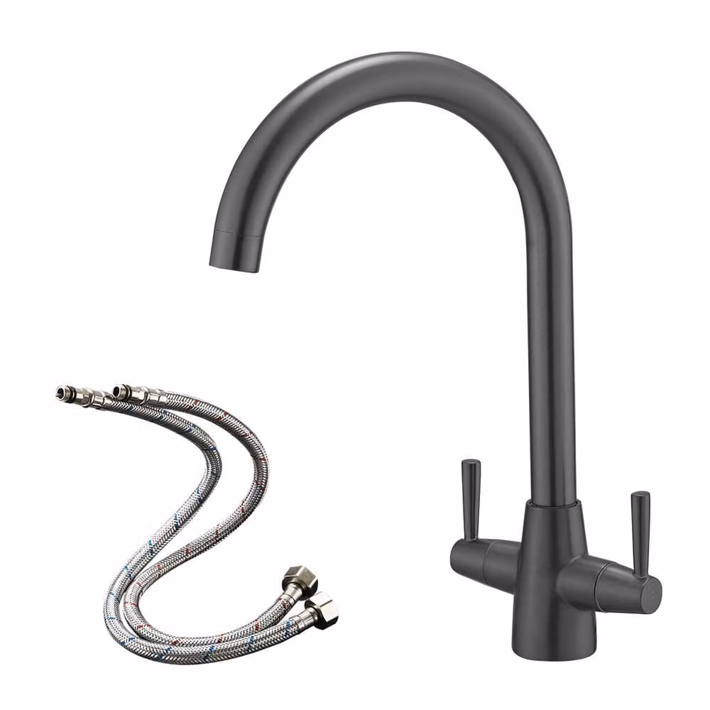 Heable Grey Dual Lever Kitchen Mixer Tap with Swivel Spout – 2