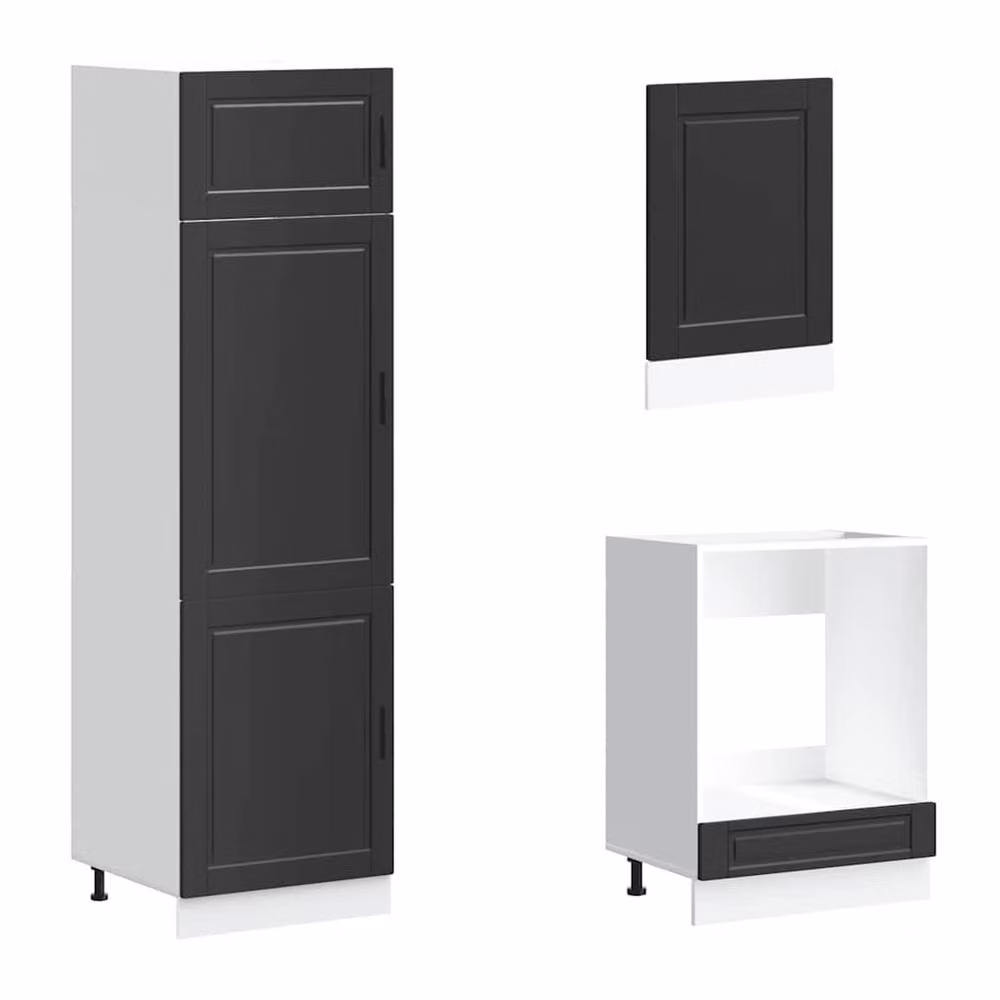 Berkfield Home Kalmar 7 Piece Modern Kitchen Cabinet Set in Black Matt MDF – 2