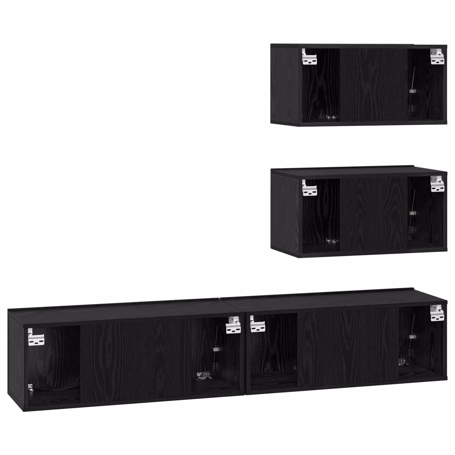 Berkfield Home 4-Piece Modern Wall-Mounted TV Cabinet Set in Black Oak, W/D/H: 80 x 30 x 30 cm – 6