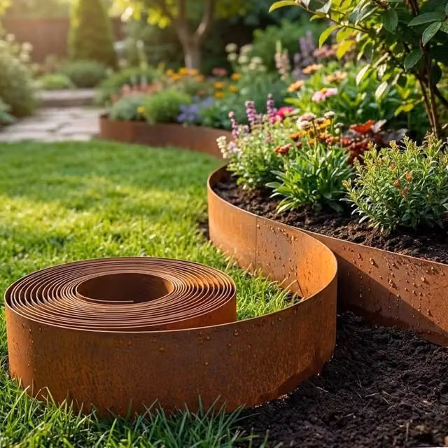 NESTLUNE Brown Corten Steel Metal Garden Edging Border – 1