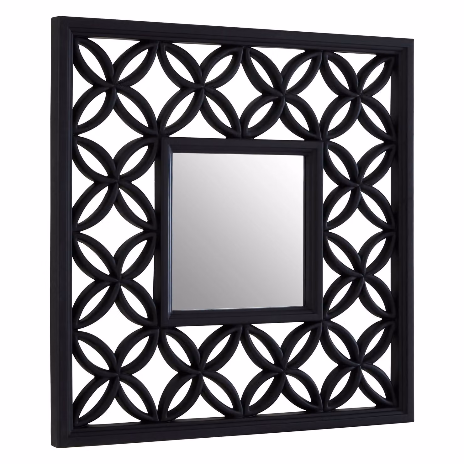 Interiors by Premier Orsina Indus Square Lattice Geometric Wall Mirror in Black – 2