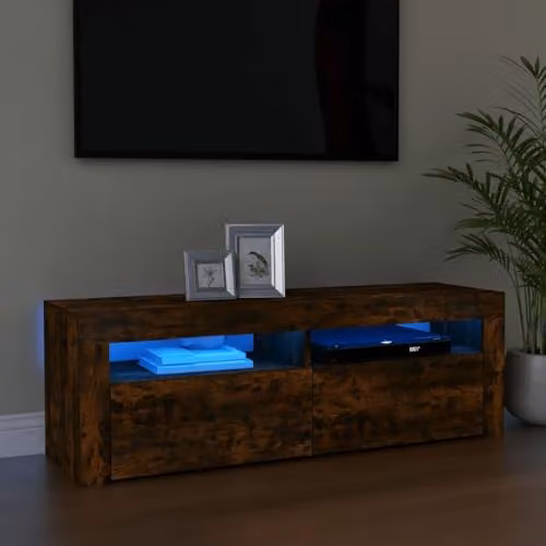 vidaXL Modern TV Cabinet with LED Lights in Smoked Oak, W: 120 cm, D: 35 cm, H: 40 cm – 2