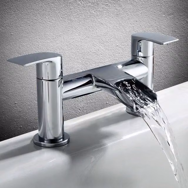 Nes Home Virgo Waterfall Bath Filler Tap in Chrome and Silver Solid Brass – 1