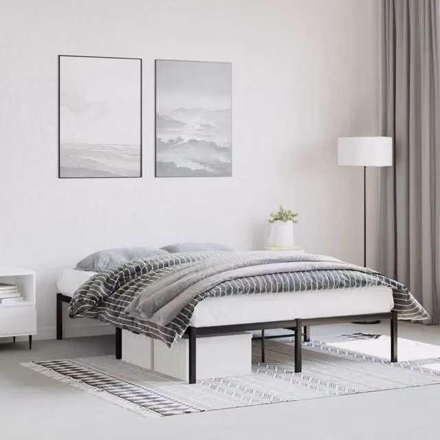 Berkfield Home Metal Bed Frame in Black, W/D/H: 135 x 190 cm – 1