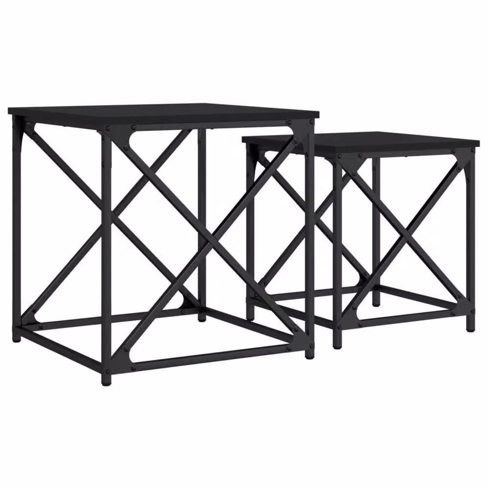 Berkfield Home Nesting Coffee Tables, 2 Piece Set in Black Engineered Wood – 2