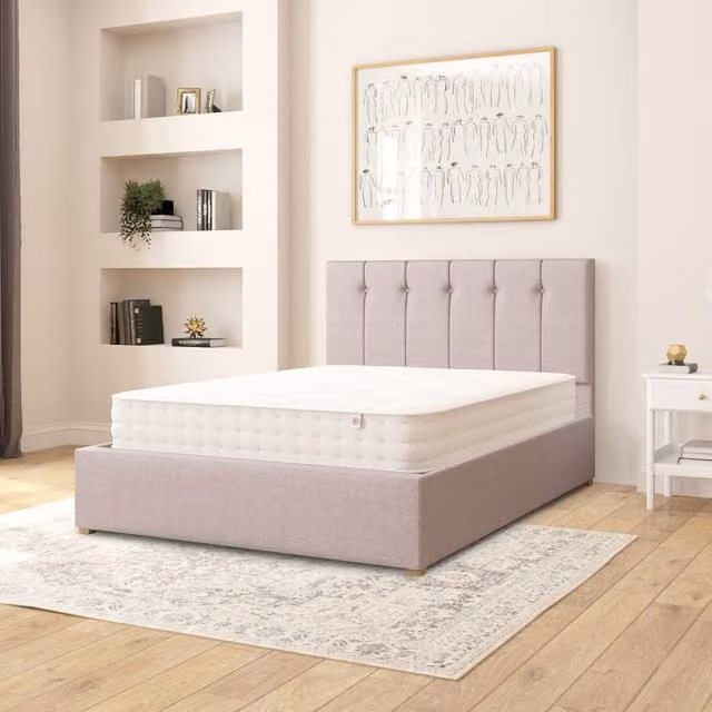 Aspire Hepburn Fabric Ottoman Storage Bed in Grey Eire Linen, W/D/H: 140 x 200 cm