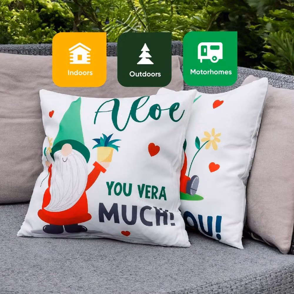 Gardenwize Pack of 2 Gonk Design Outdoor Scatter Cushions, Multicolour and White, Square with Removable Washable Covers – 5