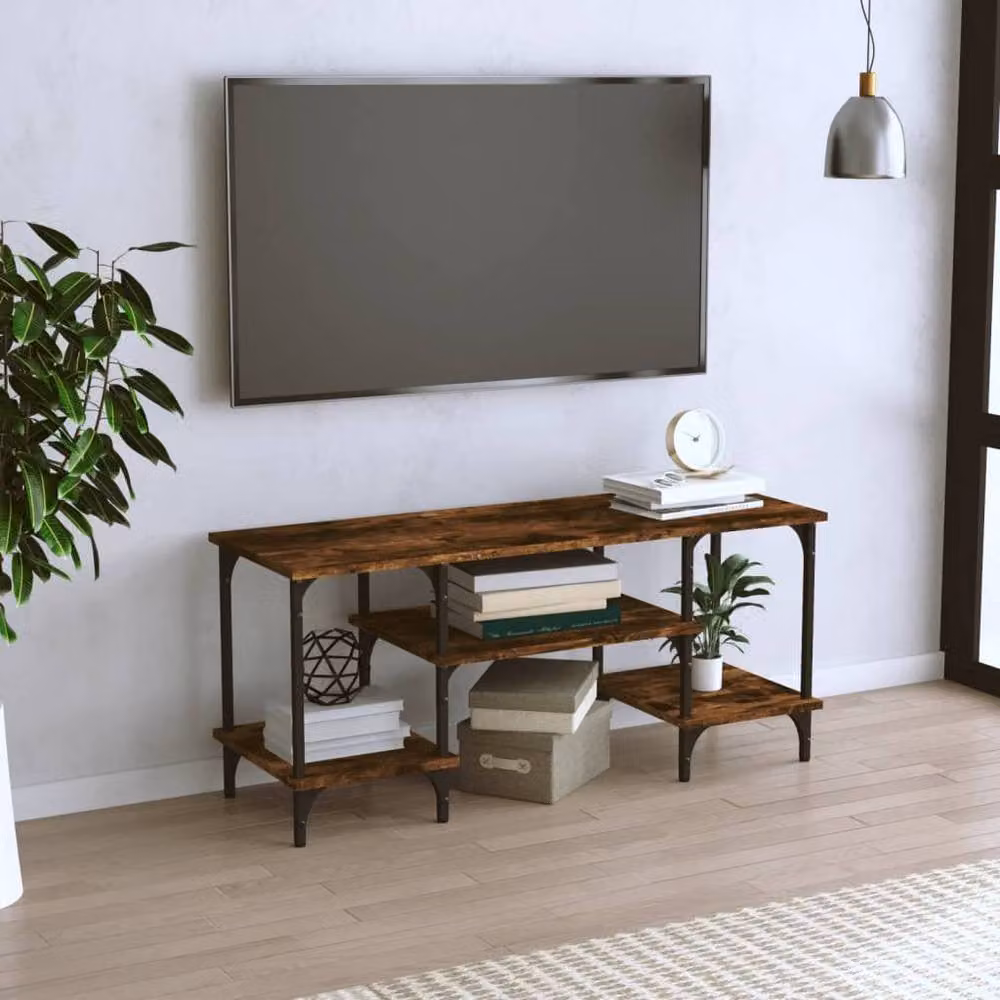 Berkfield Home Industrial TV Cabinet in Smoked Oak Brown, W/D/H: 102 x 35 x 45.5 cm – 2