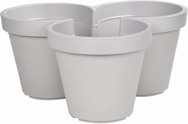 EONLION Stackable Plastic 3-Plant Flower Pot Holder in Grey