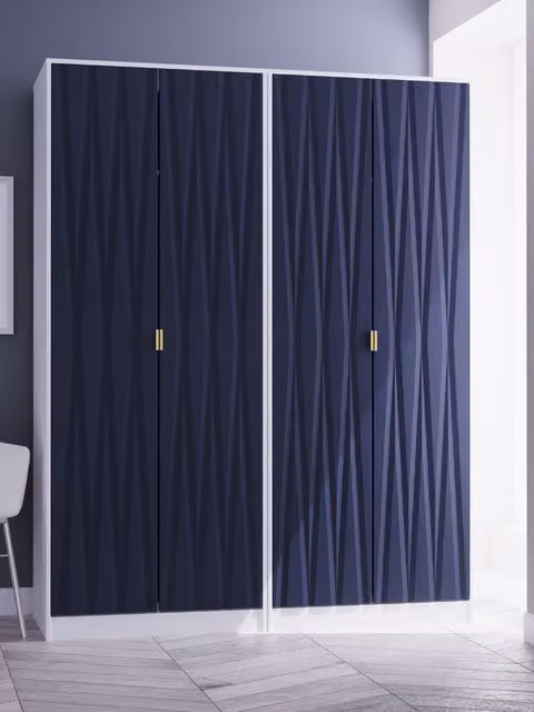 Ready Assembled 2 U Dallas Quad Wardrobe in Dark Blue and Gold