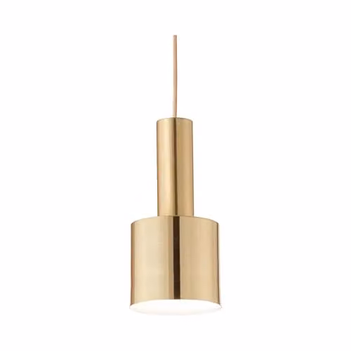 Ideal Lux Holly Modern Cylinder Indoor Ceiling Pendant Lamp in Brass and White with E27 Socket