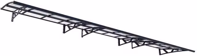 Palram Amsterdam Door Awning Canopy 6690 in Grey and Transparent Polycarbonate with Galvanised Steel, Length: 670.5 cm