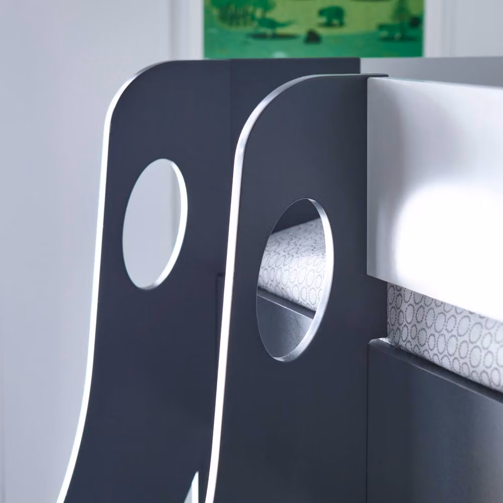 Bedmaster Oliver Triple Sleeper Storage Bunk Bed with Drawers and Spring Mattresses in Grey and White – 5