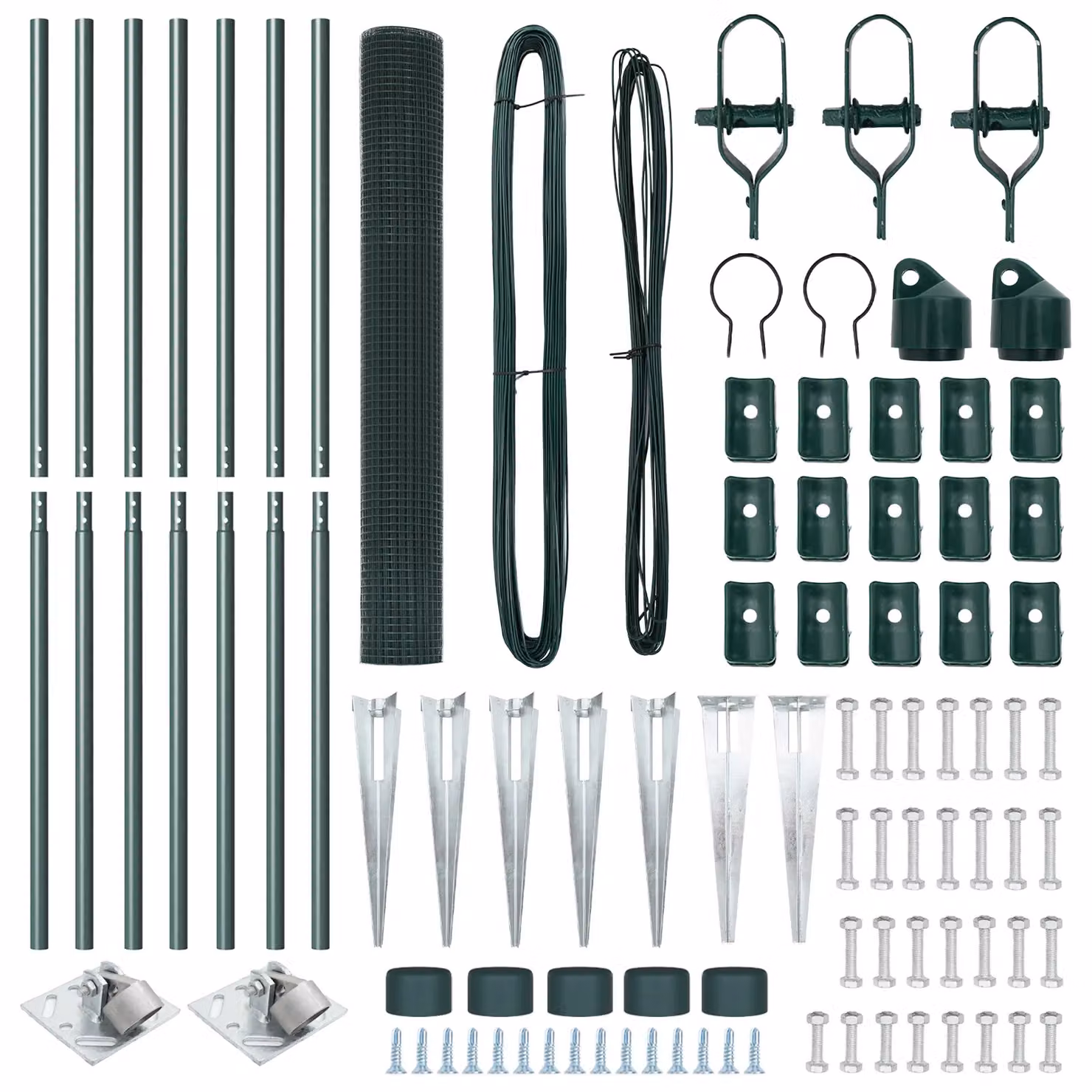 Berkfield Home Green Steel Welded Wire Fence with 7 Spike Posts, H: 140 cm, W: 10 m – 4