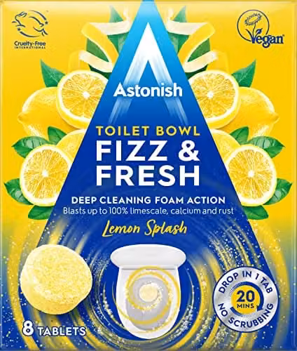Astonish Toilet Bowl Fizz and Fresh Cleaning Tablets with Lemon Splash, 8 Pack – 1