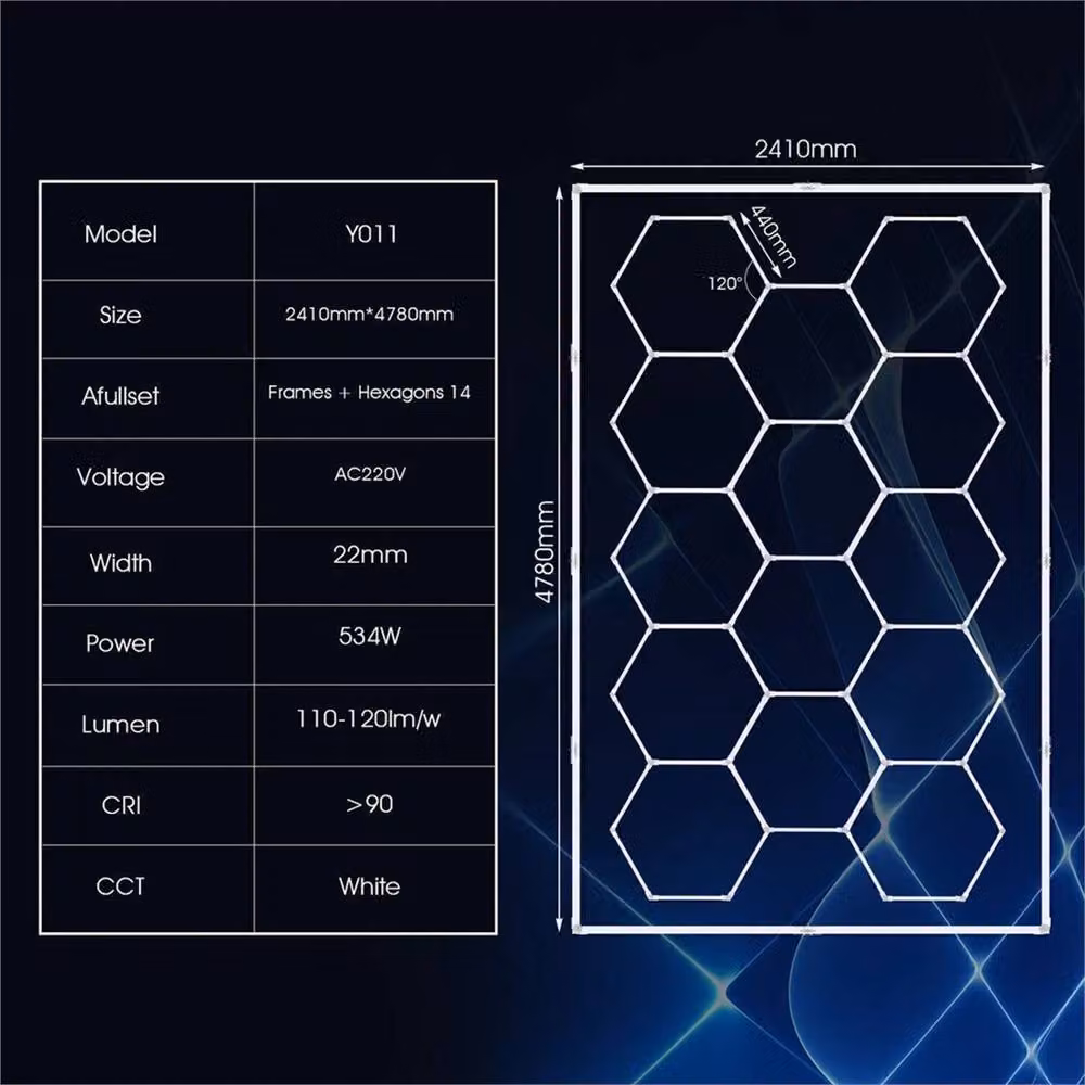 SPETLEK 14 Hexagon LED Honeycomb Ceiling Lamp in White for Garage, Workshop or Home – 2
