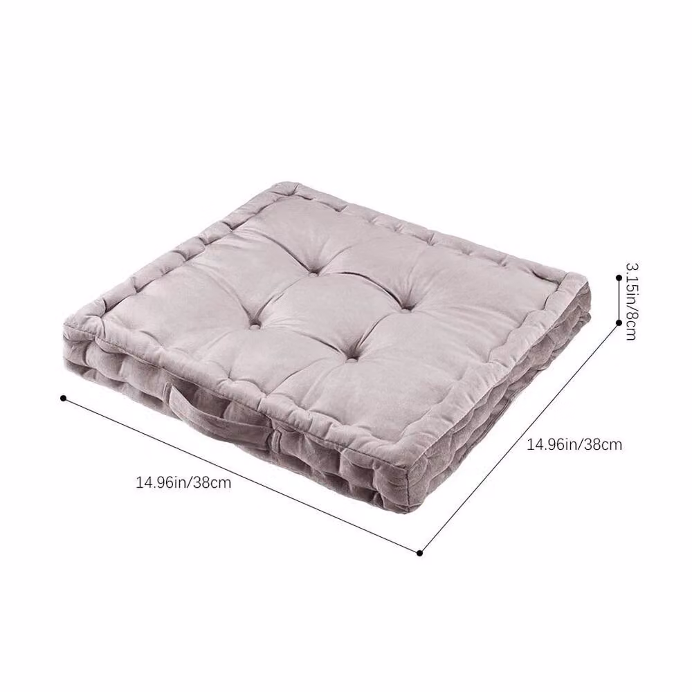 PAWNORA Square Seat Cushions in Light Grey Velvet and Polyester – 2