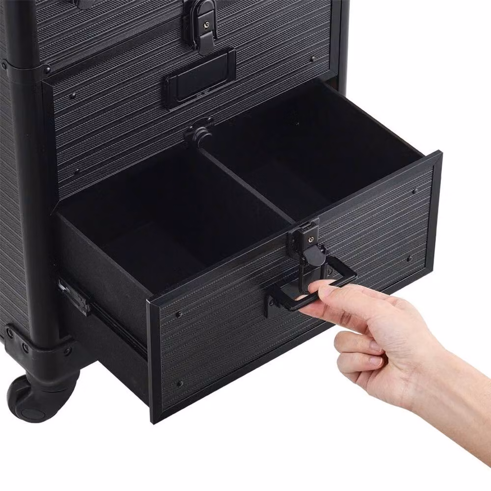 FLAVORA Black Wheeled Drawer Beauty Makeup Trolley W: 50 cm x D: 50 cm x H: 50 cm – 5