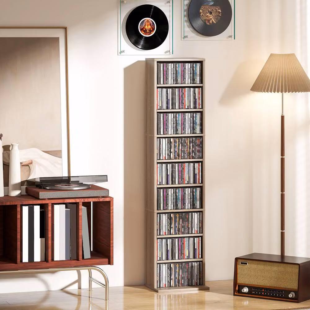 STILVORA CD Storage Unit with 9 Adjustable Shelves in Brown – 3