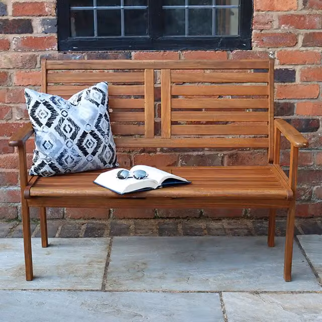Royalcraft Napoli 2 Seater Acacia Wood Garden Furniture Bench in Brown