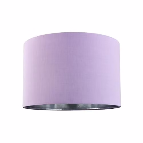 Happy Homewares Lilac Cotton Circular Drum Lamp Shade with Silver Inner, Diameter: 25.4 cm – 1