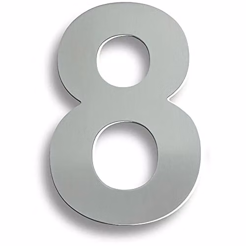 Loops Satin Stainless Steel Numeral 8 in Silver, 178 mm Height