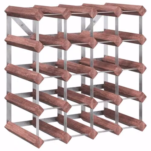vidaXL Brown Solid Pine Wood Wine Rack for 20 Bottles, W/D/H: 83 x 41.5 x 41.5 cm