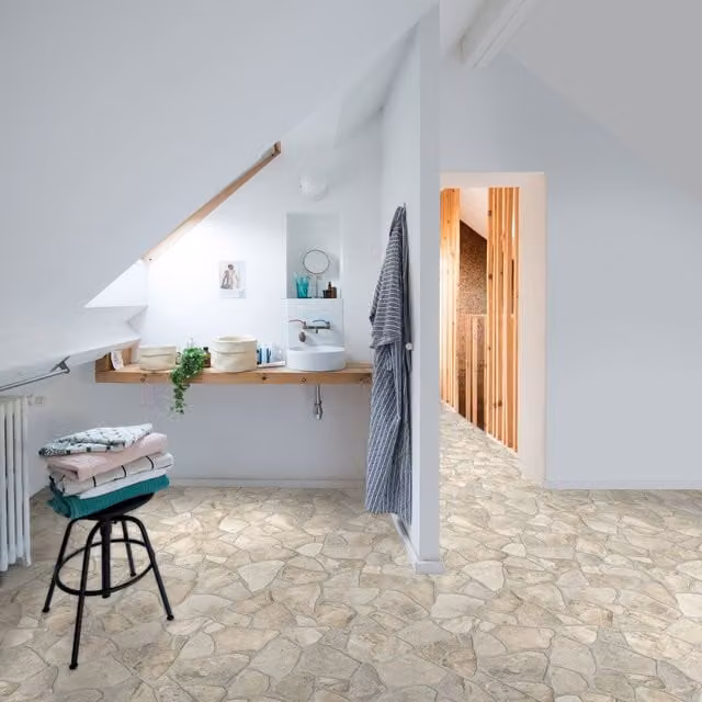 Marlow Stone Vinyl Flooring in Beige, 3m x 2m