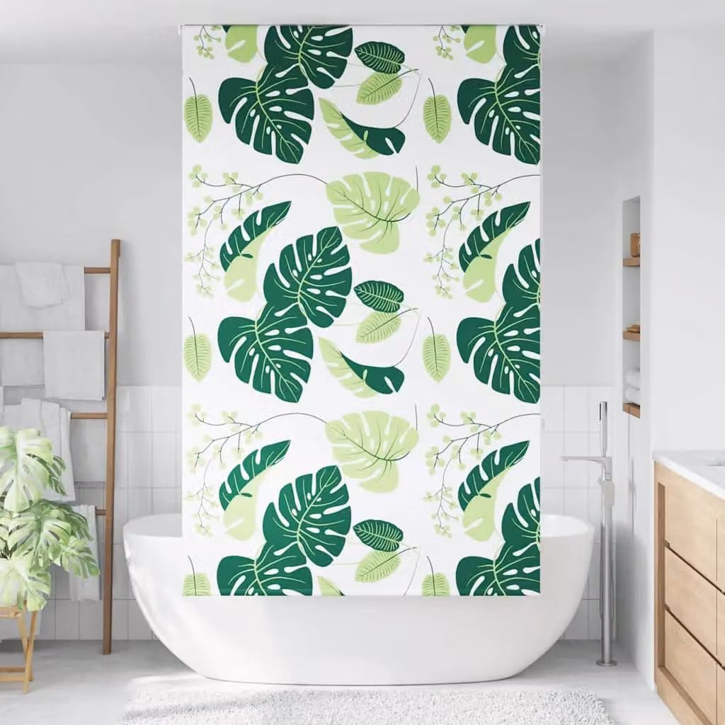 Berkfield Home Green Opaque Shower Roller Blind, W: 140 cm, H: 240 cm – 2
