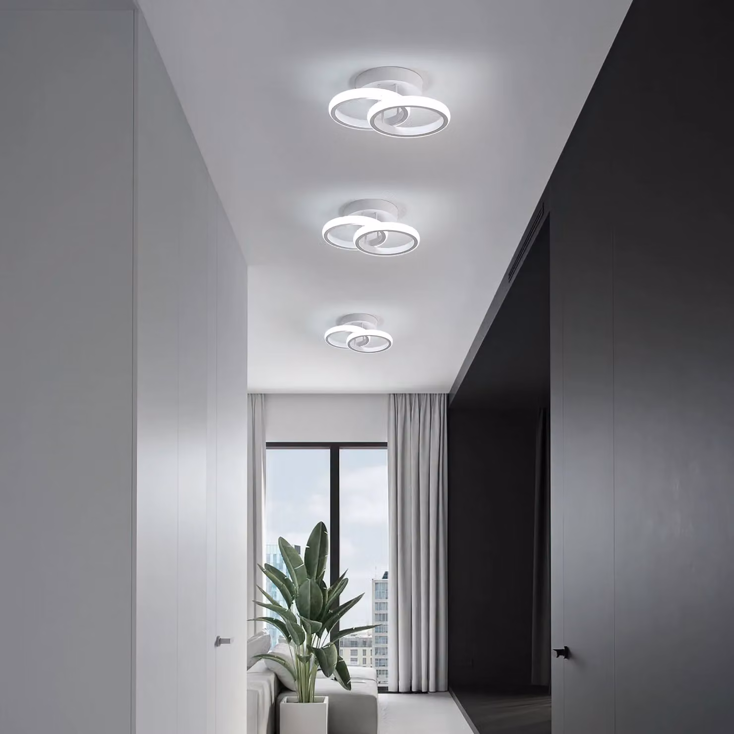 Pheashine Modern White Dual-Ring LED Ceiling Light, 22W, 6500K Cool White, Diameter: 25 cm – 5