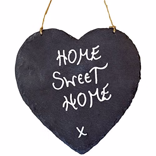 Nicola Spring Natural Slate Heart Hanging Chalkboard Notice Boards, Pack of 6, W/H: 24.5 x 24.5 cm – 2