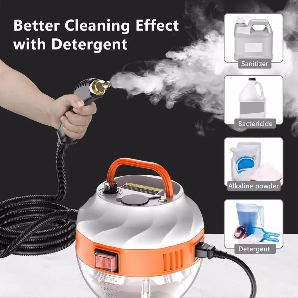 FLAVORA Handheld Steam Cleaner 3800W with 6 Adjustment Settings in Orange – 3