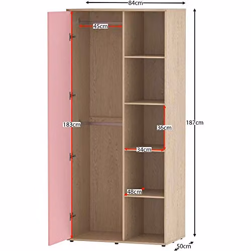 Junior Vida Neptune 3 Piece Childrens Bedroom Furniture Set in Pink and Oak – 3