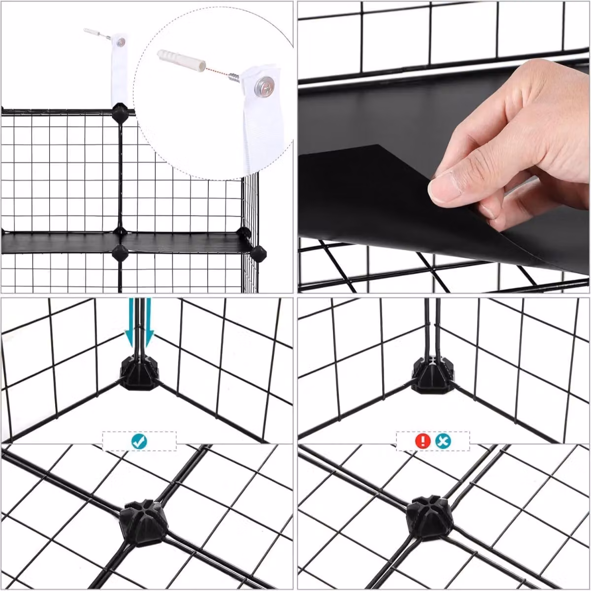SONGMICS 16 Cube Metal Wire Modular Shelving Organiser in Black – 2