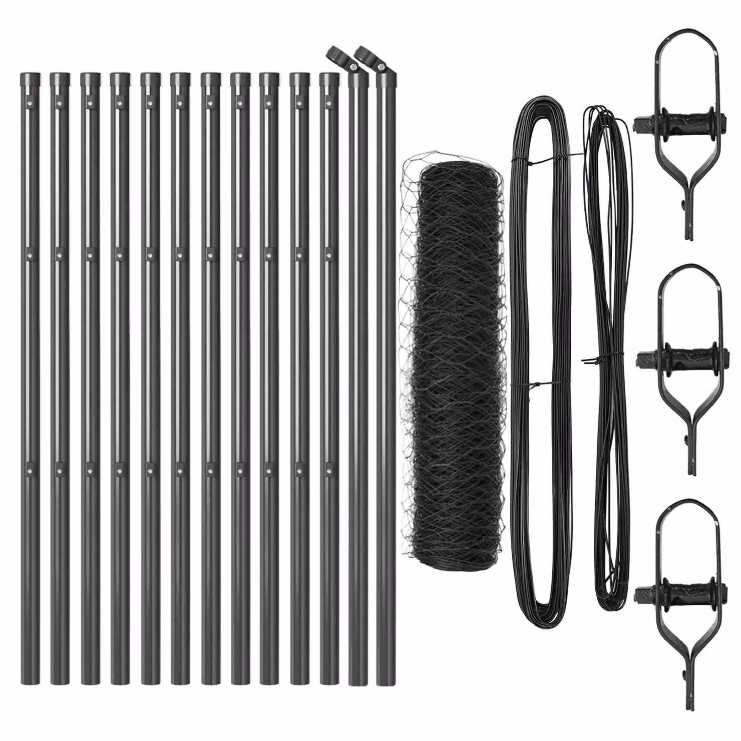 Berkfield Home Set of 2 Large Grey Metal and Plastic Round Fencing Set – 2