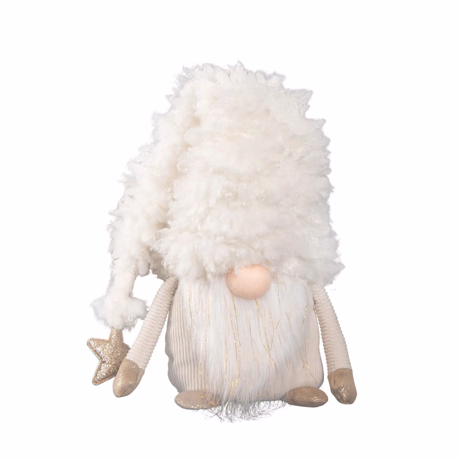Samuel Alexander Scandinavian Christmas Snow Gonk Tabletop Decoration in White and Beige, Height: 28 cm – 5