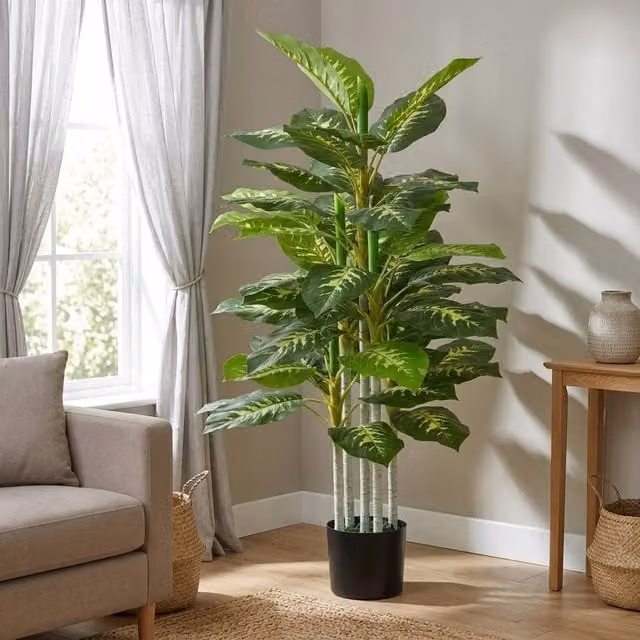 STILVORA Green Artificial Potted Plant with Black Pot, Height: 120 cm