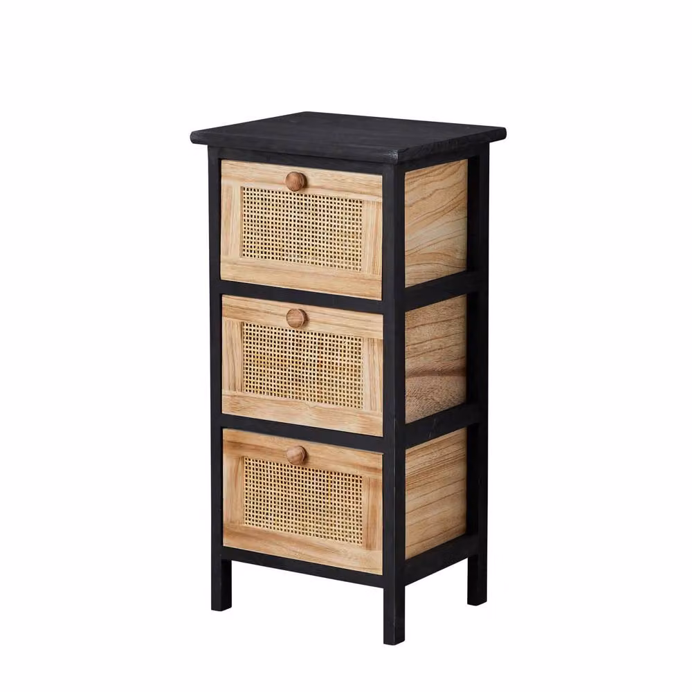 Home Source Solid Wooden 3 Drawer Storage Chest Organiser in Brown Rustic Finish – 5