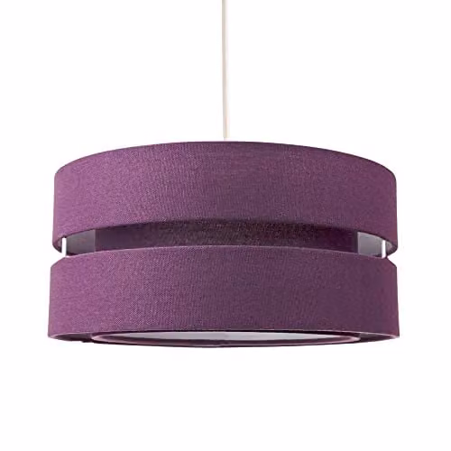 Happy Homewares Purple Linen Fabric Triple Tier Ceiling Pendant Light Shade, Diameter: 26 cm