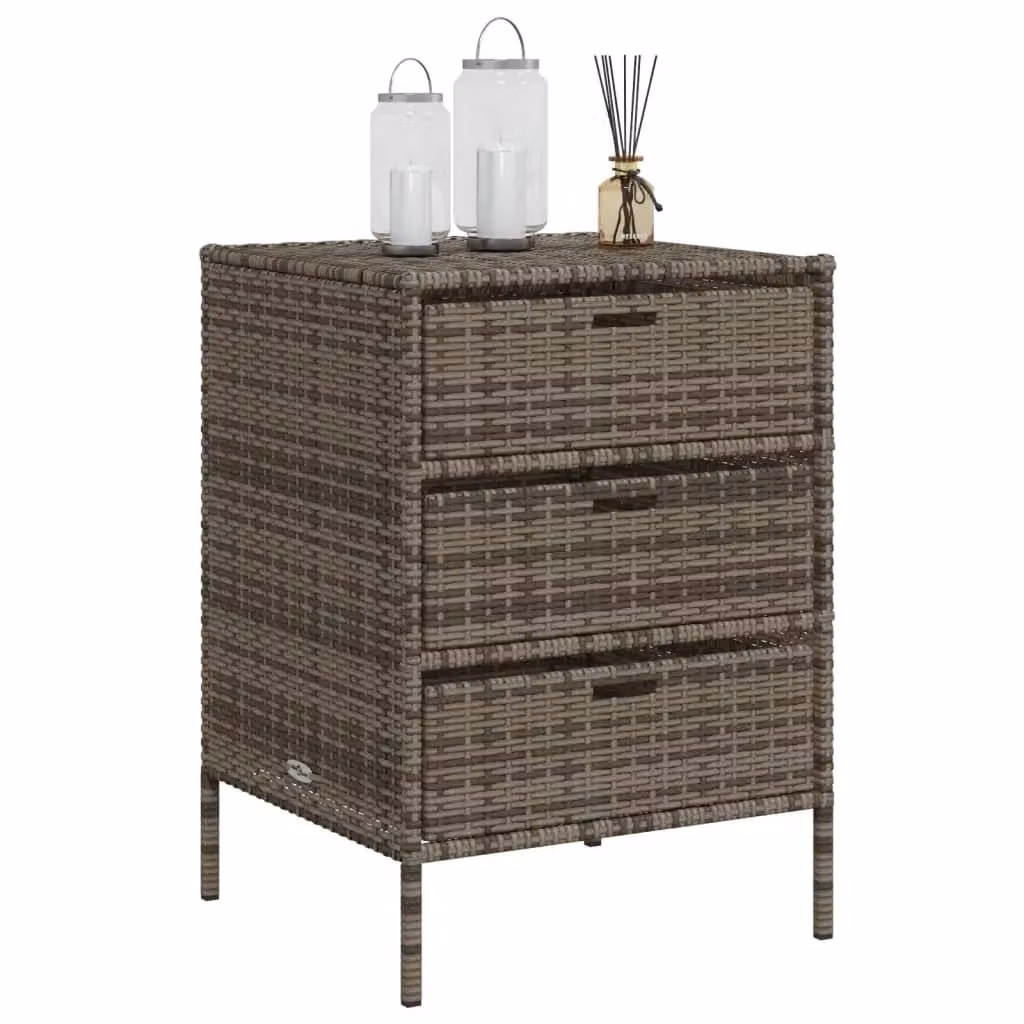 Berkfield Home Grey Poly Rattan Garden Storage Cabinet W/D/H: 55 x 59 x 80 cm – 3
