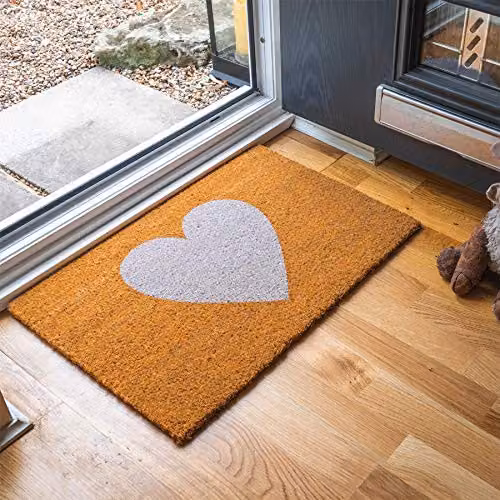 Nicola Spring Coir Door Mat with White Heart Design, W/D: 60 x 40 cm – 3