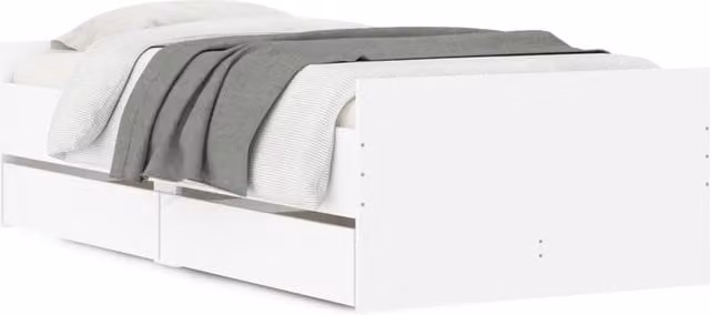 Berkfield Home Modern Bed Frame with Drawers in White, W/D/H: 90 x 200 cm