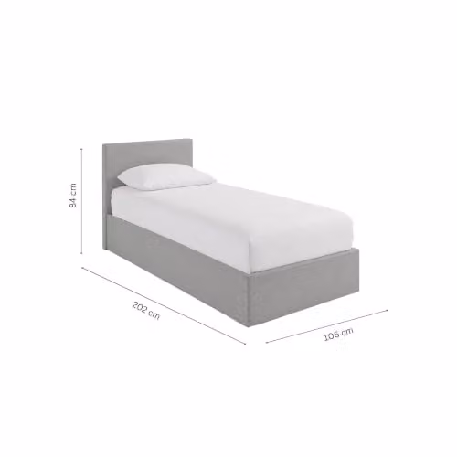 GFW Single Modern Corduroy Fabric Ottoman Storage Bed in Grey, W/D/H: 90 x 198 x 106 cm – 2