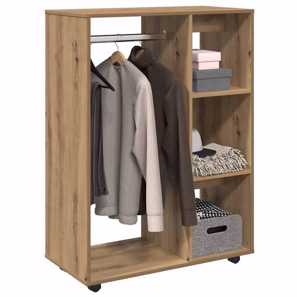 Berkfield Home Artisan Oak Wardrobe in Brown, W/D/H: 80 x 40 x 110 cm – 2