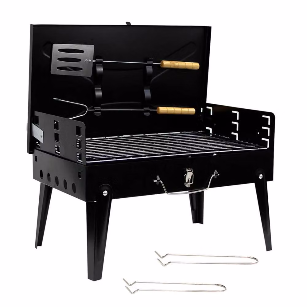 Nordara Suitcase Style Portable Charcoal BBQ Grill in Black, W: 100 cm, D: 60 cm, H: 43 cm – 3