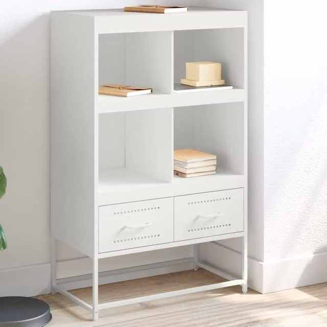 Berkfield Home White Matt Metal Highboard W: 68.5 cm, D: 39 cm, H: 111.5 cm