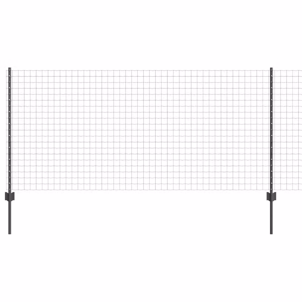 Berkfield Home Euro Fence Steel Kit with 10 U-Posts, Grey, W: 10 m, H: 1.4 m – 2
