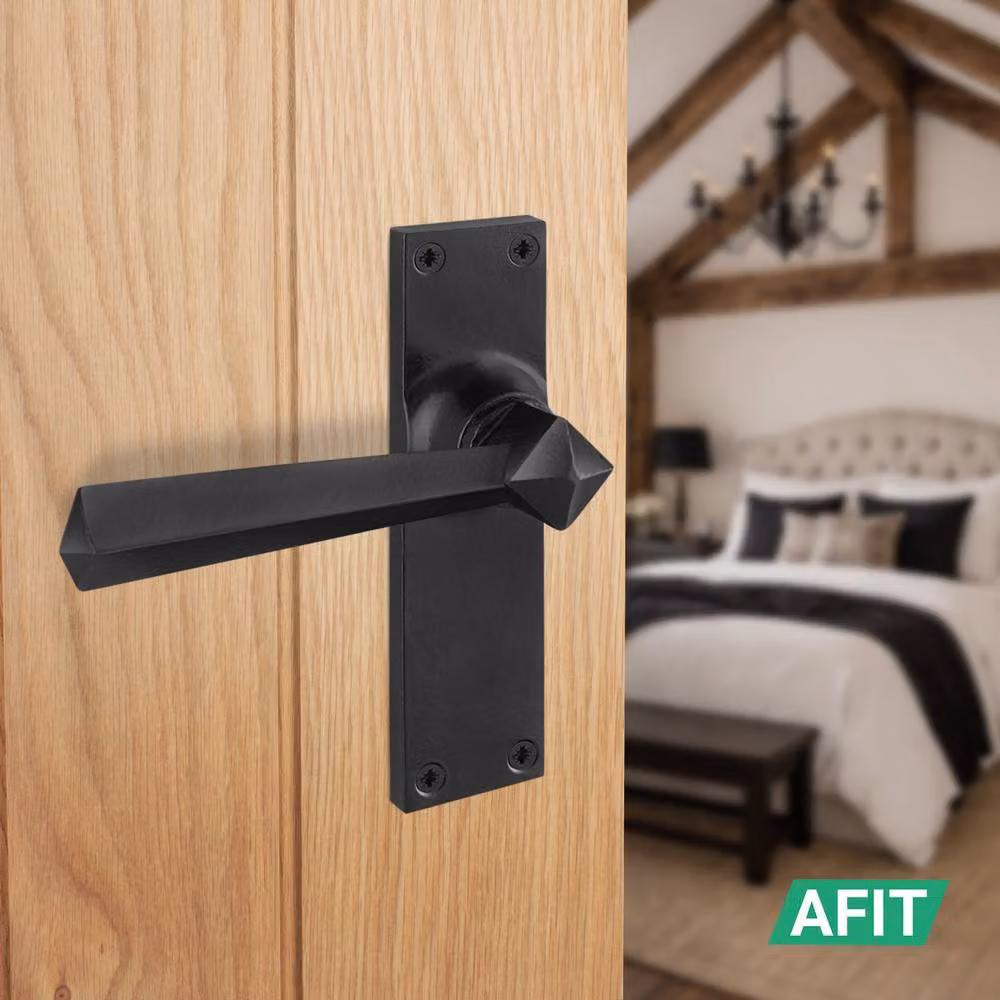 AFIT Black Antique Cast Iron Door Handles with Backplate Latch, 1 Pair – 4