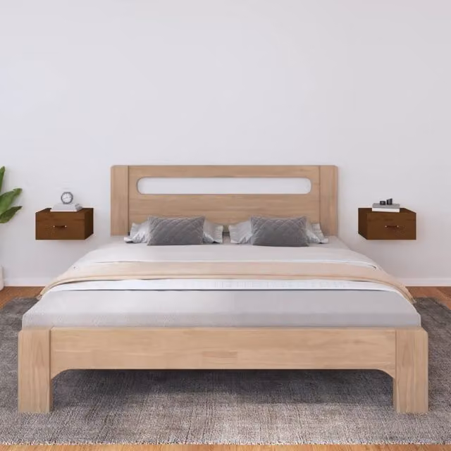 Berkfield Home Wall-mounted Bedside Cabinets, 2 Pack, Honey Brown, W: 40 cm, D: 29.5 cm, H: 22 cm – 1